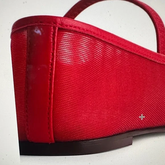 Madewell Bandana Red Mesh Mary Jane Ballet Flats NEW - Picture 4 of 4